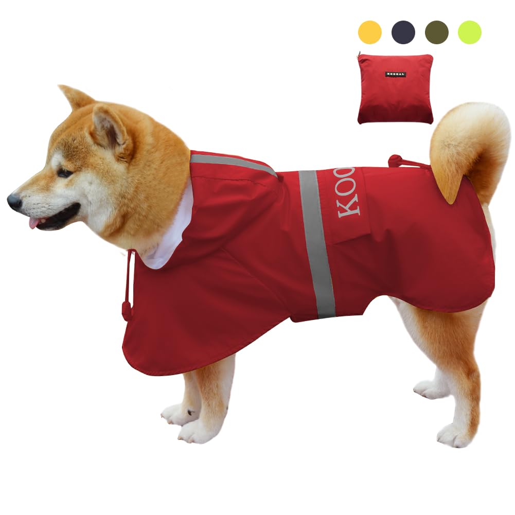 KOOGAL Waterproof Dog Raincoat with Hood Reflective Design with Leash Hole, Adjustable Reflective Jacket,Rain Poncho, Breathable and Lightweight, Suitable for Rainy Day Walking - Sayby’s