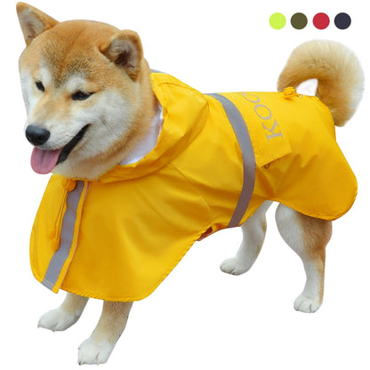 KOOGAL Waterproof Dog Raincoat with Hood Reflective Design with Leash Hole, Adjustable Reflective Jacket,Rain Poncho, Breathable and Lightweight, Suitable for Rainy Day Walking - Sayby’s