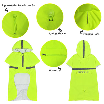 KOOGAL Waterproof Dog Raincoat with Hood Reflective Design with Leash Hole, Adjustable Reflective Jacket,Rain Poncho, Breathable and Lightweight, Suitable for Rainy Day Walking - Sayby’s