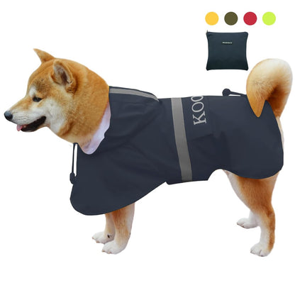 KOOGAL Waterproof Dog Raincoat with Hood Reflective Design with Leash Hole, Adjustable Reflective Jacket,Rain Poncho, Breathable and Lightweight, Suitable for Rainy Day Walking - Sayby’s