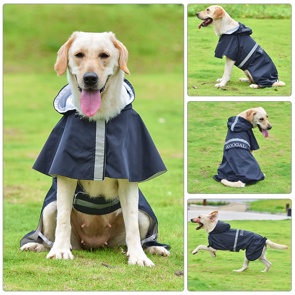 KOOGAL Waterproof Dog Raincoat with Hood Reflective Design with Leash Hole, Adjustable Reflective Jacket,Rain Poncho, Breathable and Lightweight, Suitable for Rainy Day Walking - Sayby’s