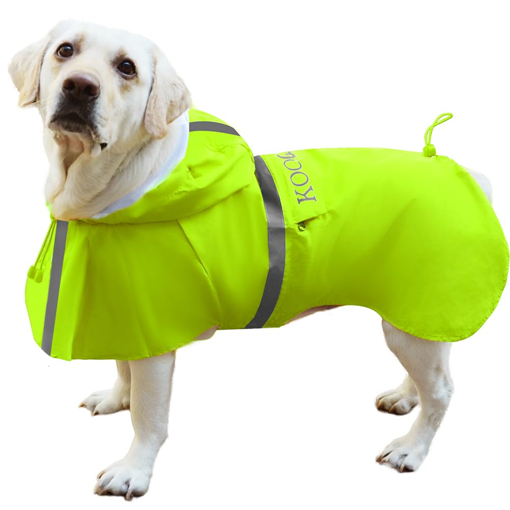 KOOGAL Waterproof Dog Raincoat with Hood Reflective Design with Leash Hole, Adjustable Reflective Jacket,Rain Poncho, Breathable and Lightweight, Suitable for Rainy Day Walking - Sayby’s