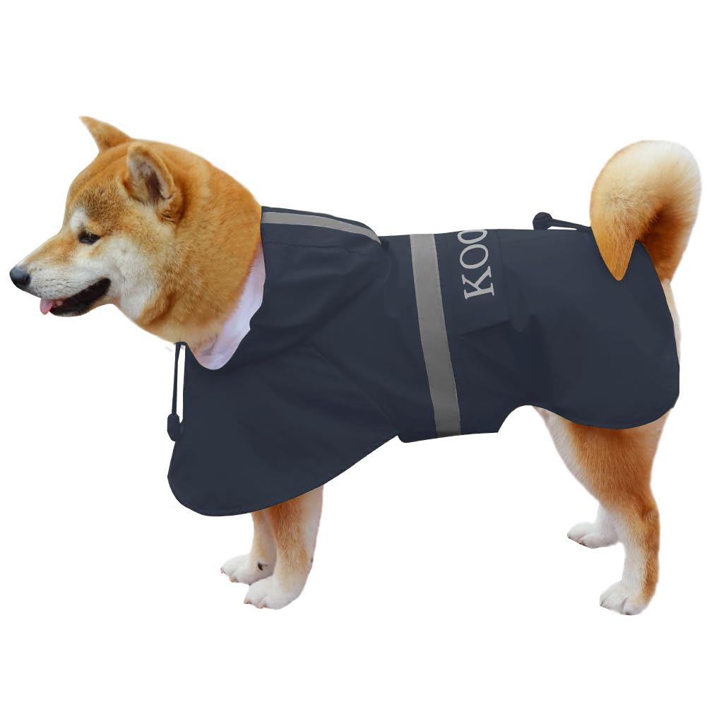 KOOGAL Waterproof Dog Raincoat with Hood Reflective Design with Leash Hole, Adjustable Reflective Jacket,Rain Poncho, Breathable and Lightweight, Suitable for Rainy Day Walking - Sayby’s