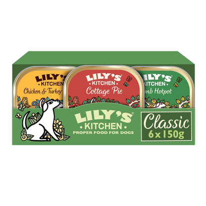 Lily's Kitchen Natural Adult Dog Food Wet Trays - Classic Dinners Multipack - Chicken, Lamb & Beef - Complete Meal Recipes - Sayby’s