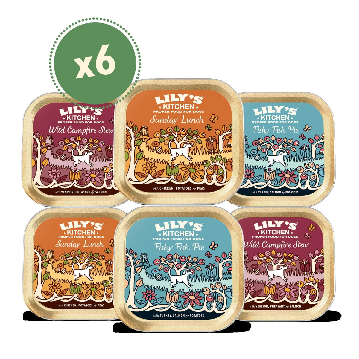 Lily's Kitchen Natural Adult Dog Food Wet Trays - Classic Dinners Multipack - Chicken, Lamb & Beef - Complete Meal Recipes - Sayby’s