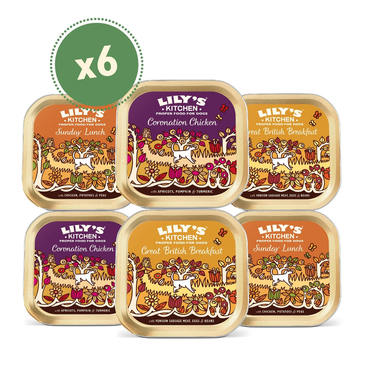 Lily's Kitchen Natural Adult Dog Food Wet Trays - Classic Dinners Multipack - Chicken, Lamb & Beef - Complete Meal Recipes - Sayby’s