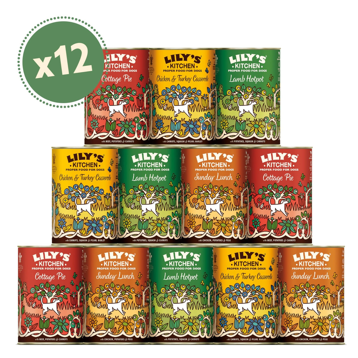 Lily's Kitchen Natural Adult Wet Dog Food Tins Grain-Free Recipe Variety pack 400g - Sayby’s