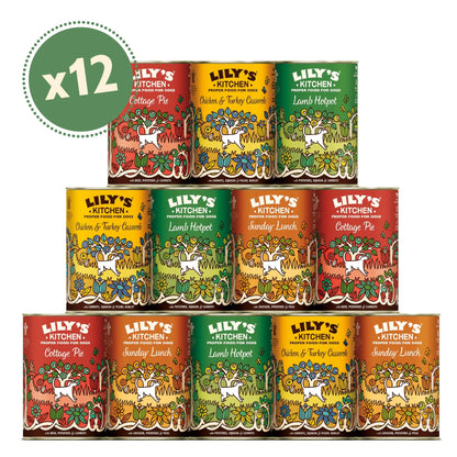 Lily's Kitchen Natural Adult Wet Dog Food Tins Grain-Free Recipe Variety pack 400g - Sayby’s
