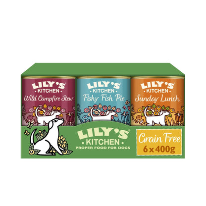 Lily's Kitchen Natural Adult Wet Dog Food Tins Grain-Free Recipe Variety pack 400g - Sayby’s