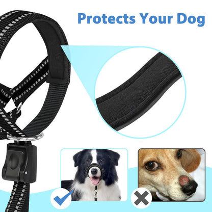 Mayerzon Dog Head Collar with Soft Padded, Gentle Leader for Medium Large Dogs, No Pull Head Harness, Anti Pull Adjustable Reflective Training Head Halter Collar (M) - Sayby’s