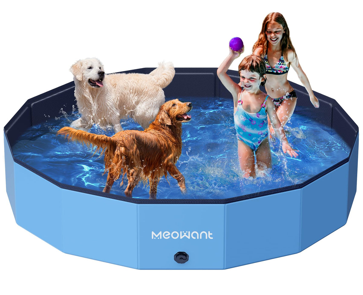 Meowant Foldable Dog Pool Dog Paddling Pool, Upgrade Thickened PP Material Swimming Pools for Large Dogs, Indoor Outdoor Portable Dog Pool, Large Kids Bath Pool with 4pcs Repair Patch (4XL-87 x 16) - Sayby’s