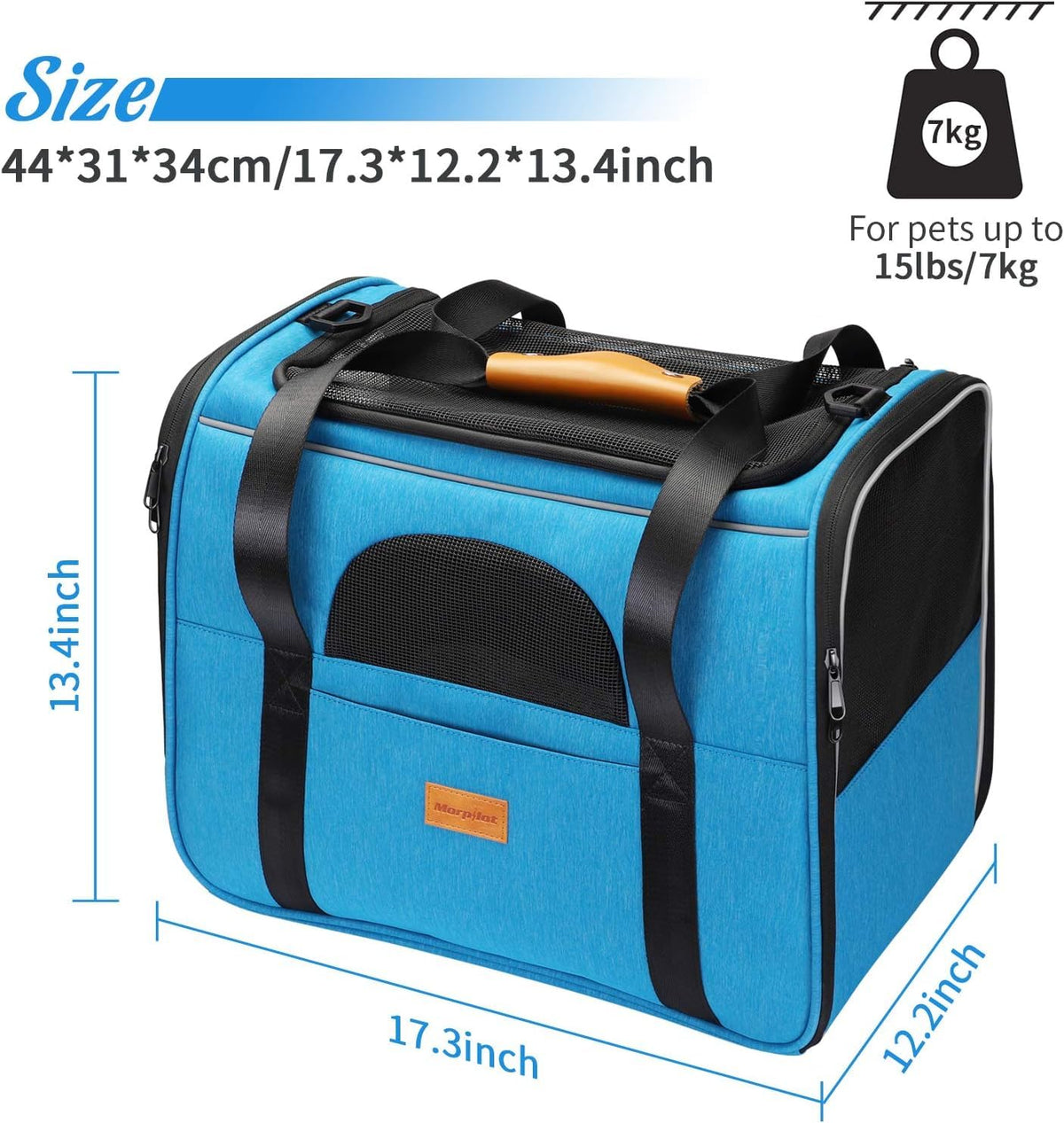 Morpilot Portable Pet Carrier Bag, Top Opening, Removable Mat and Breathable Mesh, Foldable Transport Carrier for Dogs and Cats, with Shoulder Strap and Pet Bowl - Sayby’s