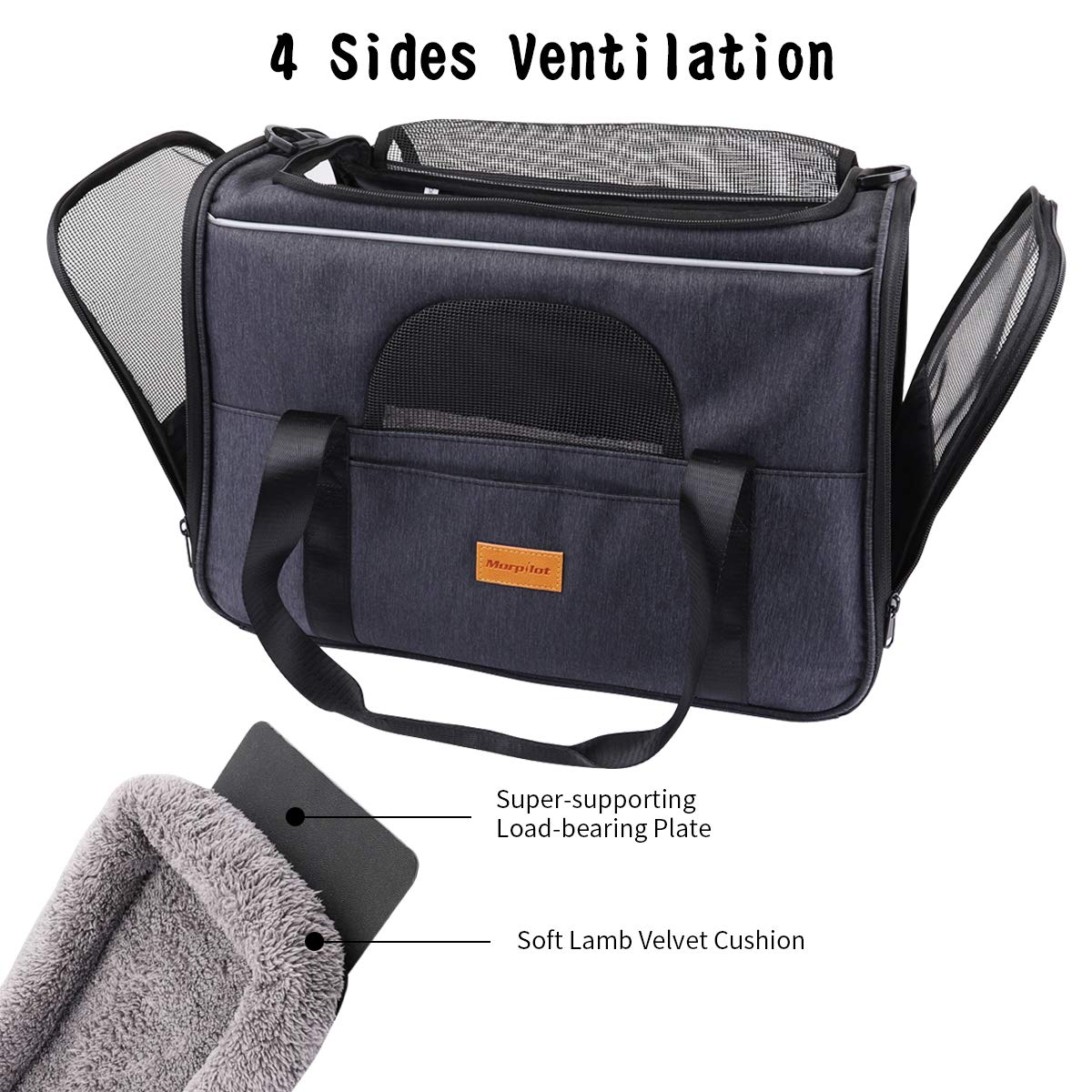 Morpilot Portable Pet Carrier Bag, Top Opening, Removable Mat and Breathable Mesh, Foldable Transport Carrier for Dogs and Cats, with Shoulder Strap and Pet Bowl - Sayby’s