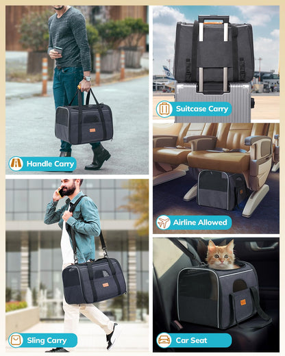 Morpilot Portable Pet Carrier Bag, Top Opening, Removable Mat and Breathable Mesh, Foldable Transport Carrier for Dogs and Cats, with Shoulder Strap and Pet Bowl - Sayby’s