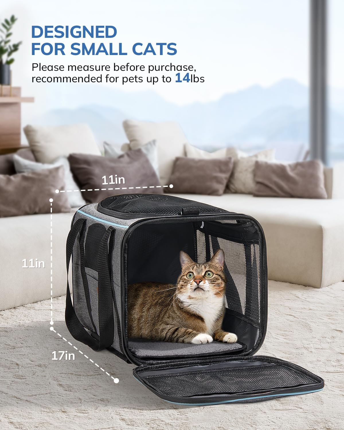 Morpilot Portable Pet Carrier Bag, Top Opening, Removable Mat and Breathable Mesh, Foldable Transport Carrier for Dogs and Cats, with Shoulder Strap and Pet Bowl - Sayby’s