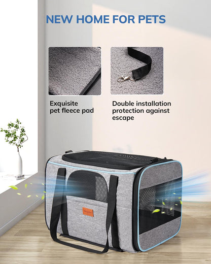 Morpilot Portable Pet Carrier Bag, Top Opening, Removable Mat and Breathable Mesh, Foldable Transport Carrier for Dogs and Cats, with Shoulder Strap and Pet Bowl - Sayby’s