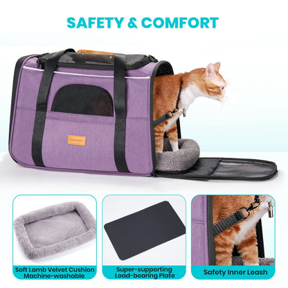 Morpilot Portable Pet Carrier Bag, Top Opening, Removable Mat and Breathable Mesh, Foldable Transport Carrier for Dogs and Cats, with Shoulder Strap and Pet Bowl - Sayby’s