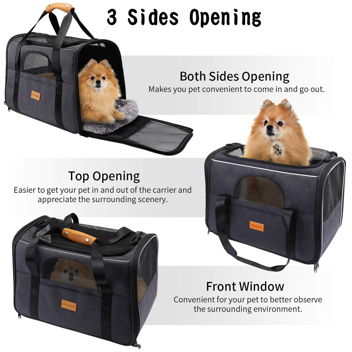 Morpilot Portable Pet Carrier Bag, Top Opening, Removable Mat and Breathable Mesh, Foldable Transport Carrier for Dogs and Cats, with Shoulder Strap and Pet Bowl - Sayby’s