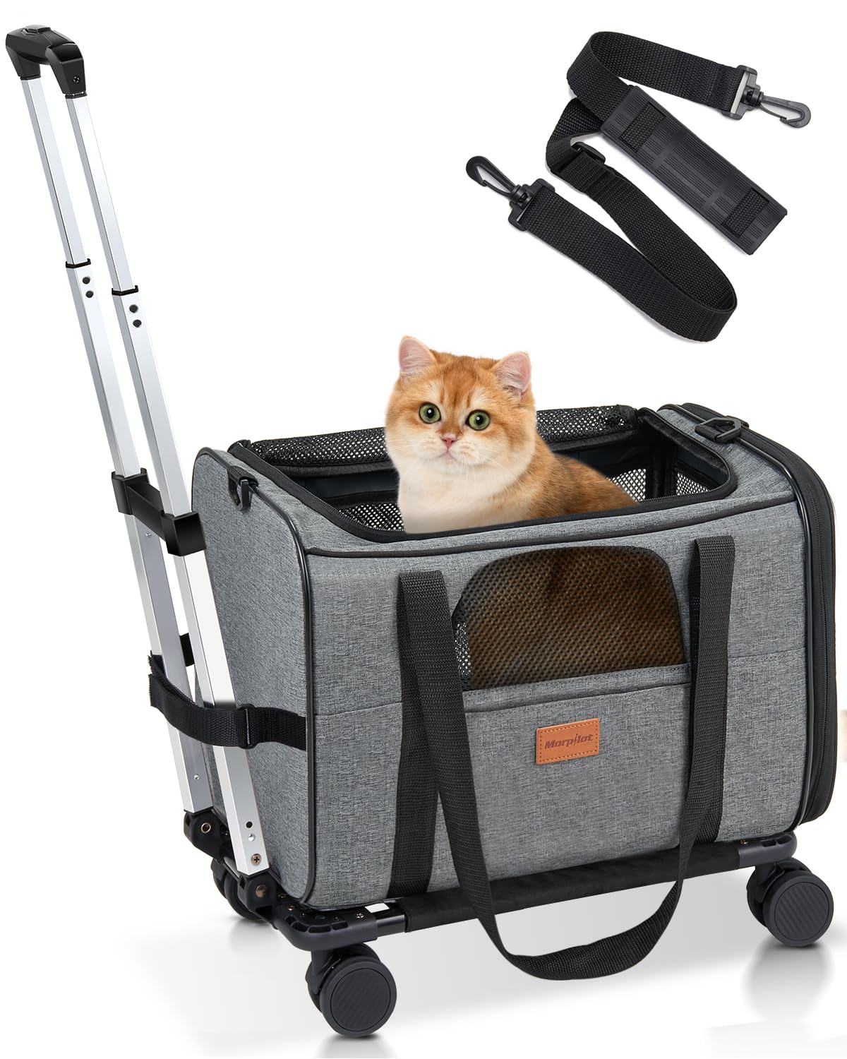 Morpilot Portable Pet Carrier Bag, Top Opening, Removable Mat and Breathable Mesh, Foldable Transport Carrier for Dogs and Cats, with Shoulder Strap and Pet Bowl - Sayby’s