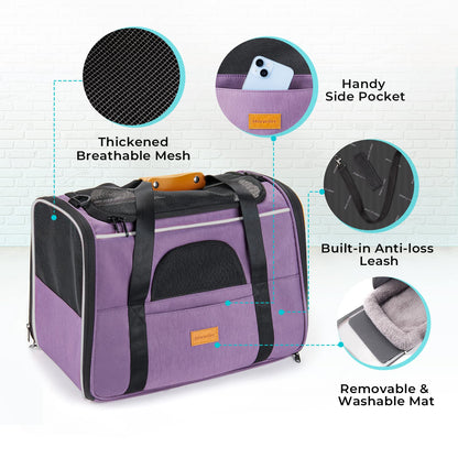 Morpilot Portable Pet Carrier Bag, Top Opening, Removable Mat and Breathable Mesh, Foldable Transport Carrier for Dogs and Cats, with Shoulder Strap and Pet Bowl - Sayby’s