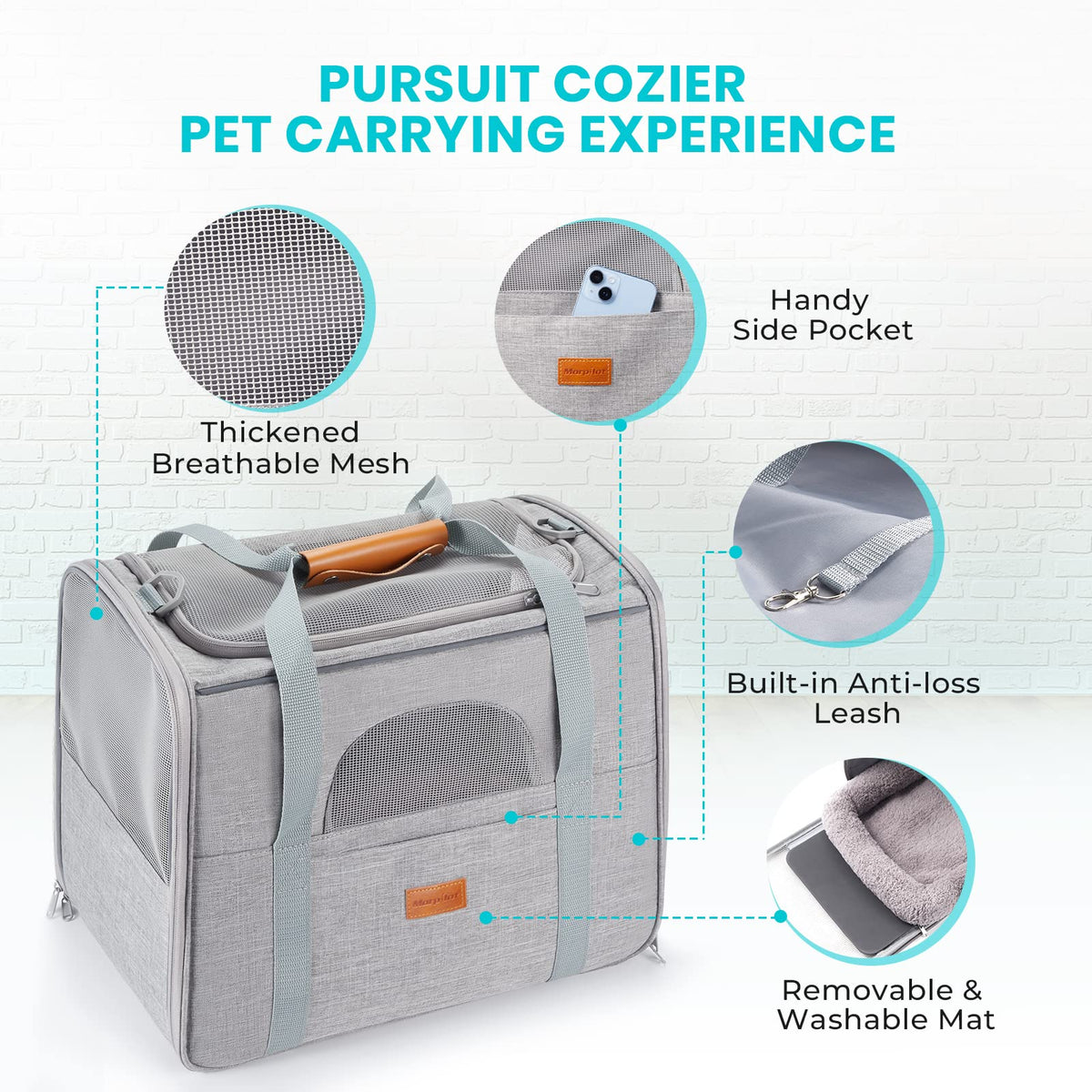 Morpilot Portable Pet Carrier Bag, Top Opening, Removable Mat and Breathable Mesh, Foldable Transport Carrier for Dogs and Cats, with Shoulder Strap and Pet Bowl - Sayby’s