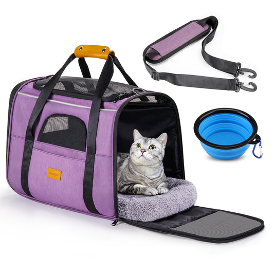 Morpilot Portable Pet Carrier Bag, Top Opening, Removable Mat and Breathable Mesh, Foldable Transport Carrier for Dogs and Cats, with Shoulder Strap and Pet Bowl - Sayby’s