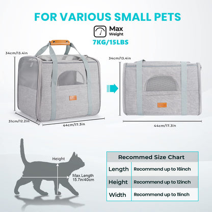 Morpilot Portable Pet Carrier Bag, Top Opening, Removable Mat and Breathable Mesh, Foldable Transport Carrier for Dogs and Cats, with Shoulder Strap and Pet Bowl - Sayby’s