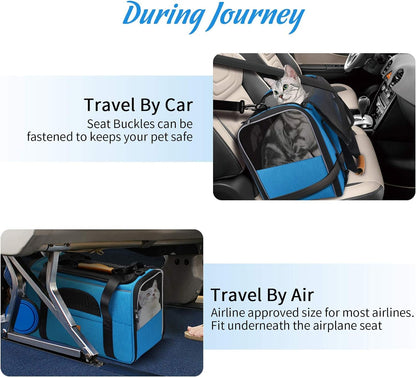 Morpilot Portable Pet Carrier Bag, Top Opening, Removable Mat and Breathable Mesh, Foldable Transport Carrier for Dogs and Cats, with Shoulder Strap and Pet Bowl - Sayby’s