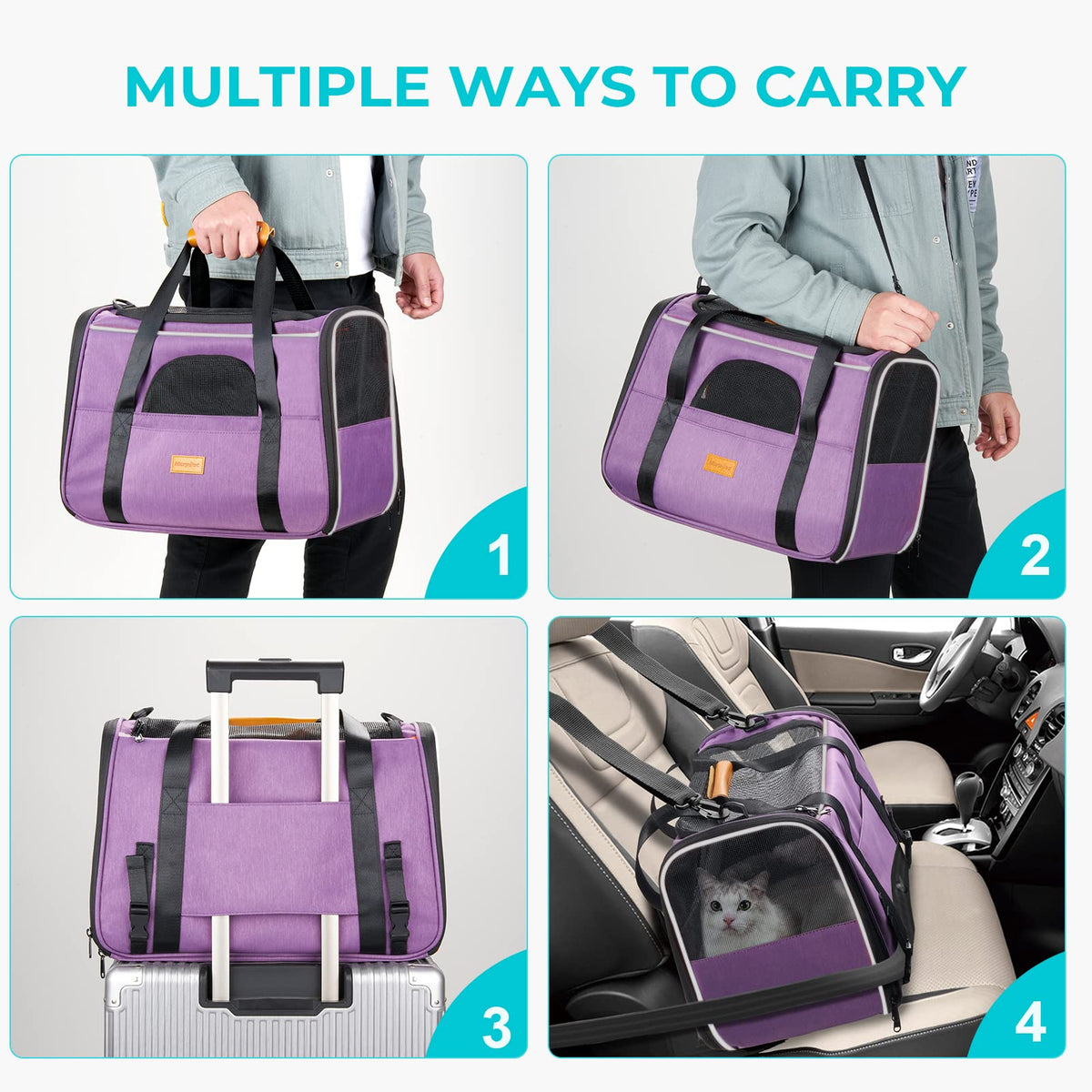 Morpilot Portable Pet Carrier Bag, Top Opening, Removable Mat and Breathable Mesh, Foldable Transport Carrier for Dogs and Cats, with Shoulder Strap and Pet Bowl - Sayby’s