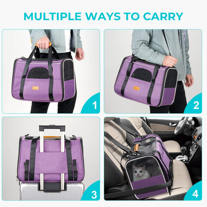Morpilot Portable Pet Carrier Bag, Top Opening, Removable Mat and Breathable Mesh, Foldable Transport Carrier for Dogs and Cats, with Shoulder Strap and Pet Bowl - Sayby’s