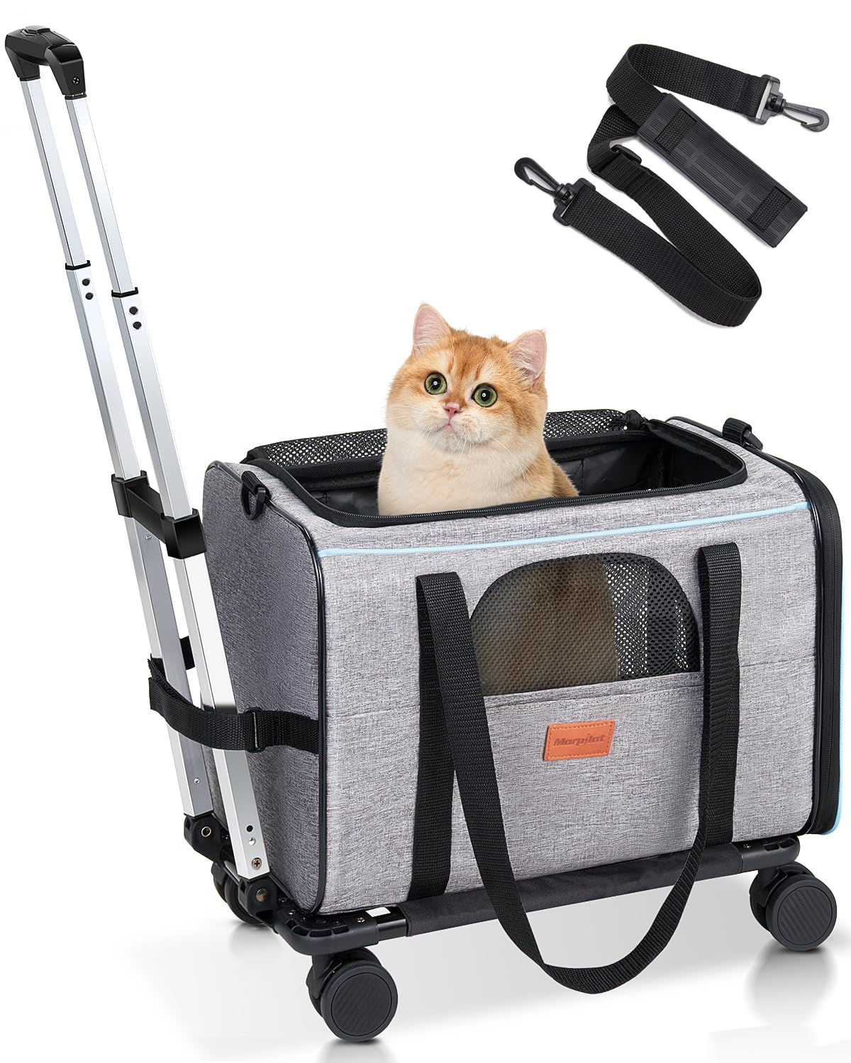 Morpilot Portable Pet Carrier Bag, Top Opening, Removable Mat and Breathable Mesh, Foldable Transport Carrier for Dogs and Cats, with Shoulder Strap and Pet Bowl - Sayby’s
