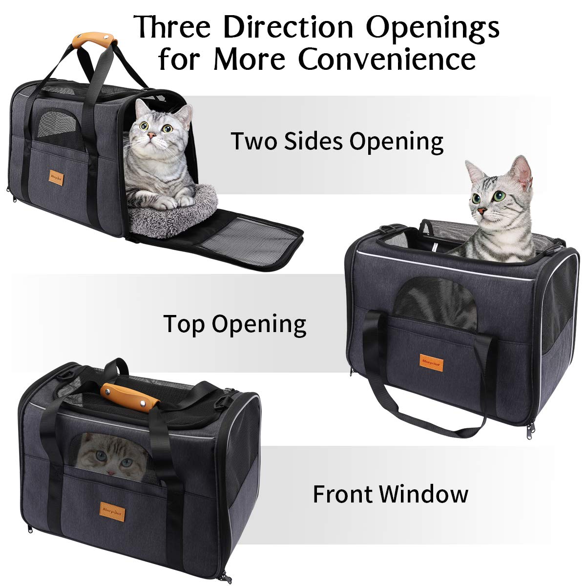 Morpilot Portable Pet Carrier Bag, Top Opening, Removable Mat and Breathable Mesh, Foldable Transport Carrier for Dogs and Cats, with Shoulder Strap and Pet Bowl - Sayby’s
