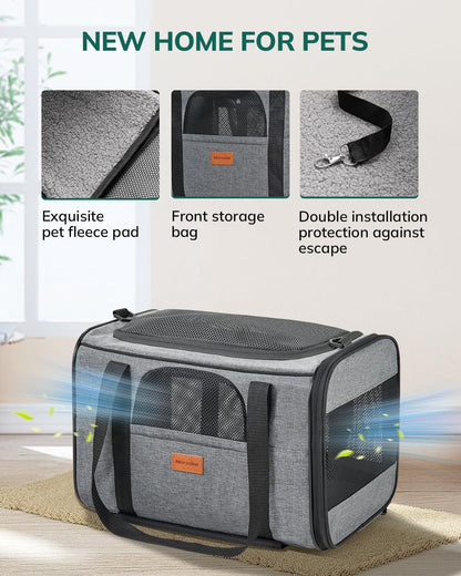 Morpilot Portable Pet Carrier Bag, Top Opening, Removable Mat and Breathable Mesh, Foldable Transport Carrier for Dogs and Cats, with Shoulder Strap and Pet Bowl - Sayby’s