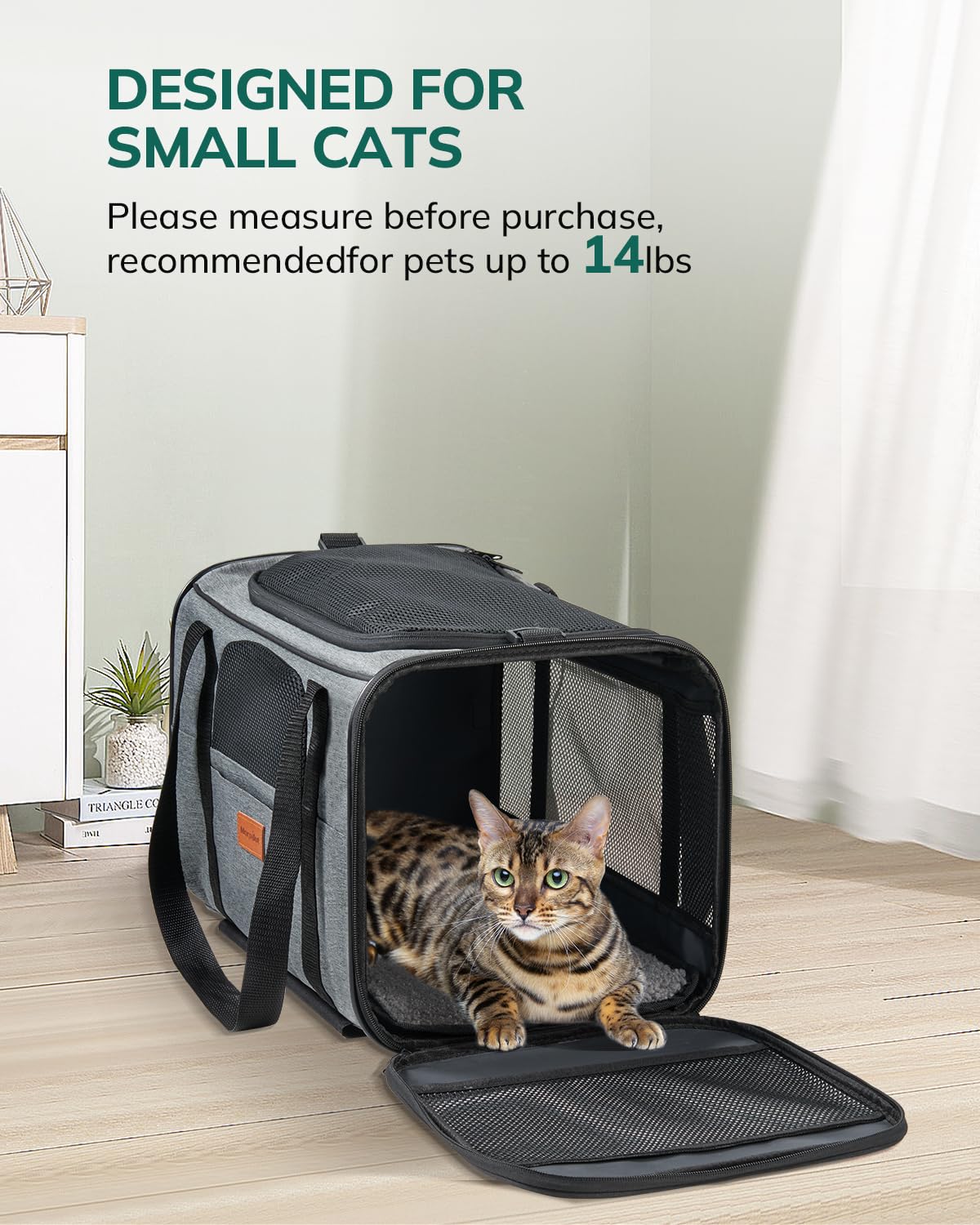 Morpilot Portable Pet Carrier Bag, Top Opening, Removable Mat and Breathable Mesh, Foldable Transport Carrier for Dogs and Cats, with Shoulder Strap and Pet Bowl - Sayby’s