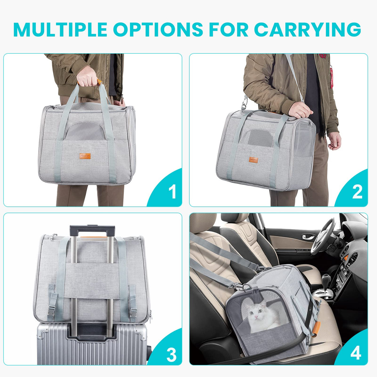 Morpilot Portable Pet Carrier Bag, Top Opening, Removable Mat and Breathable Mesh, Foldable Transport Carrier for Dogs and Cats, with Shoulder Strap and Pet Bowl - Sayby’s