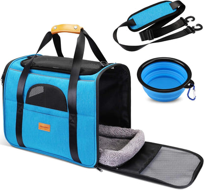 Morpilot Portable Pet Carrier Bag, Top Opening, Removable Mat and Breathable Mesh, Foldable Transport Carrier for Dogs and Cats, with Shoulder Strap and Pet Bowl - Sayby’s