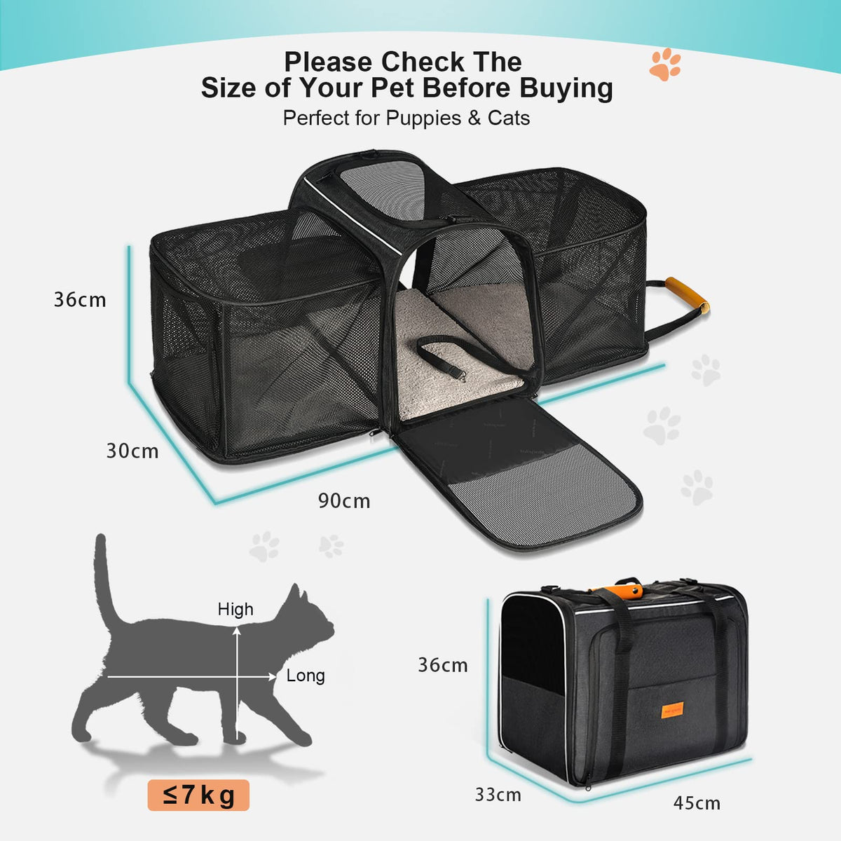Morpilot Portable Pet Carrier Bag, Top Opening, Removable Mat and Breathable Mesh, Foldable Transport Carrier for Dogs and Cats, with Shoulder Strap and Pet Bowl - Sayby’s