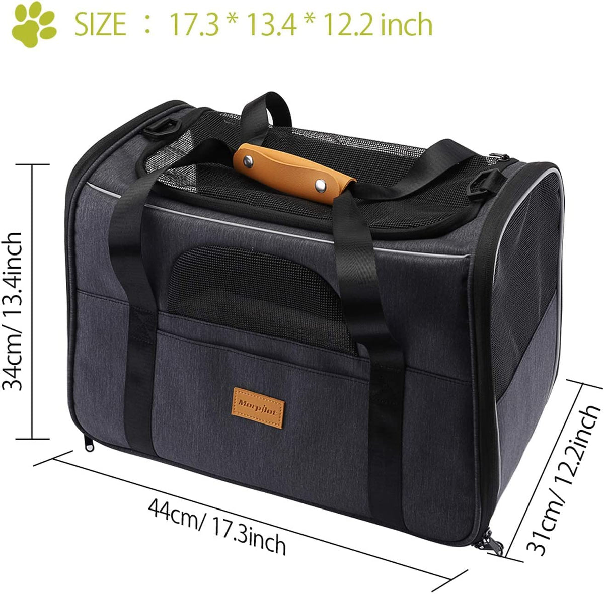 Morpilot Portable Pet Carrier Bag, Top Opening, Removable Mat and Breathable Mesh, Foldable Transport Carrier for Dogs and Cats, with Shoulder Strap and Pet Bowl - Sayby’s