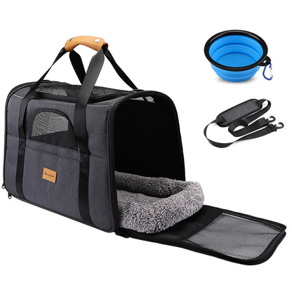 Morpilot Portable Pet Carrier Bag, Top Opening, Removable Mat and Breathable Mesh, Foldable Transport Carrier for Dogs and Cats, with Shoulder Strap and Pet Bowl - Sayby’s
