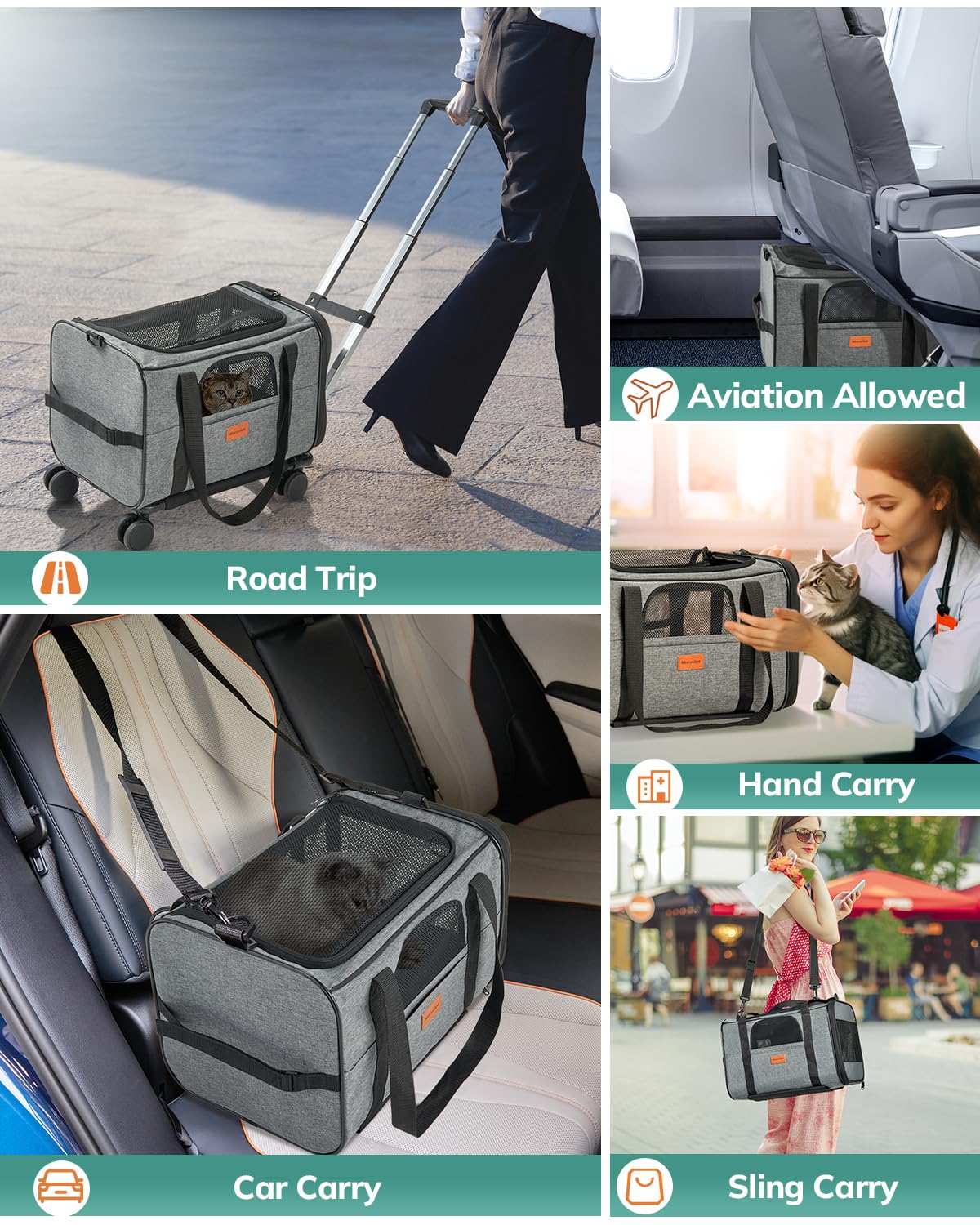Morpilot Portable Pet Carrier Bag, Top Opening, Removable Mat and Breathable Mesh, Foldable Transport Carrier for Dogs and Cats, with Shoulder Strap and Pet Bowl - Sayby’s