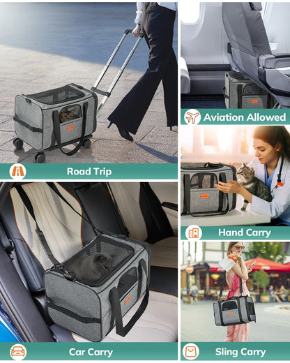 Morpilot Portable Pet Carrier Bag, Top Opening, Removable Mat and Breathable Mesh, Foldable Transport Carrier for Dogs and Cats, with Shoulder Strap and Pet Bowl - Sayby’s