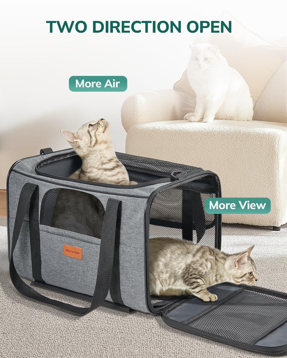 Morpilot Portable Pet Carrier Bag, Top Opening, Removable Mat and Breathable Mesh, Foldable Transport Carrier for Dogs and Cats, with Shoulder Strap and Pet Bowl - Sayby’s