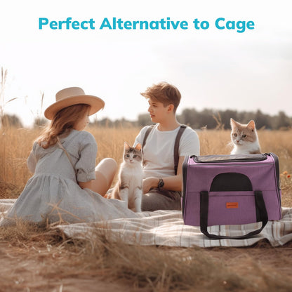 Morpilot Portable Pet Carrier Bag, Top Opening, Removable Mat and Breathable Mesh, Foldable Transport Carrier for Dogs and Cats, with Shoulder Strap and Pet Bowl - Sayby’s