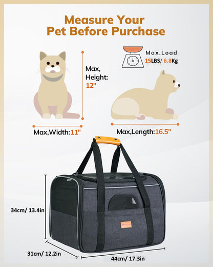 Morpilot Portable Pet Carrier Bag, Top Opening, Removable Mat and Breathable Mesh, Foldable Transport Carrier for Dogs and Cats, with Shoulder Strap and Pet Bowl - Sayby’s