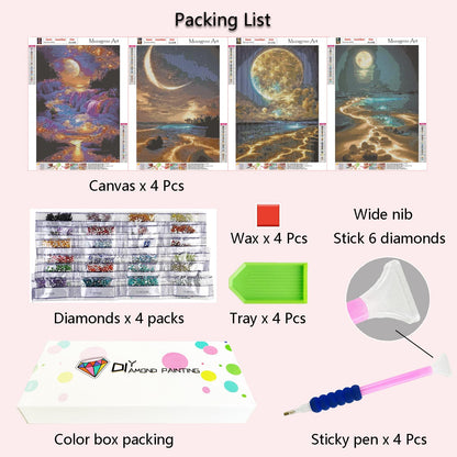 Muzagroo Art 5D Diamond Painting Kits for Adults, DIY Diamond Art Kits for Beginners, Turtle Diamond Dot Kits Gem Arts and Crafts for Living Room, Gem Painting Bedroom 4 PCS Wall Art - Sayby’s