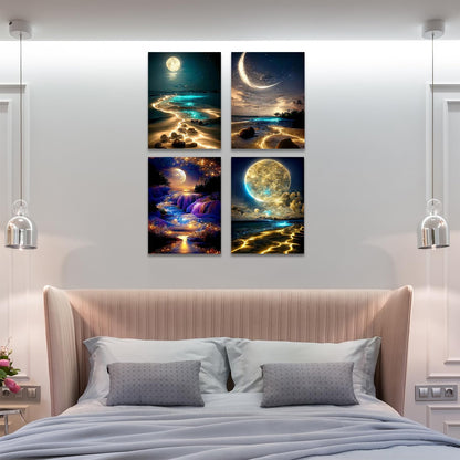 Muzagroo Art 5D Diamond Painting Kits for Adults, DIY Diamond Art Kits for Beginners, Turtle Diamond Dot Kits Gem Arts and Crafts for Living Room, Gem Painting Bedroom 4 PCS Wall Art - Sayby’s