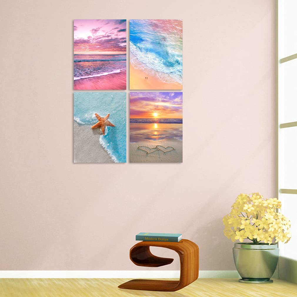 Muzagroo Art 5D Diamond Painting Kits for Adults, DIY Diamond Art Kits for Beginners, Turtle Diamond Dot Kits Gem Arts and Crafts for Living Room, Gem Painting Bedroom 4 PCS Wall Art - Sayby’s