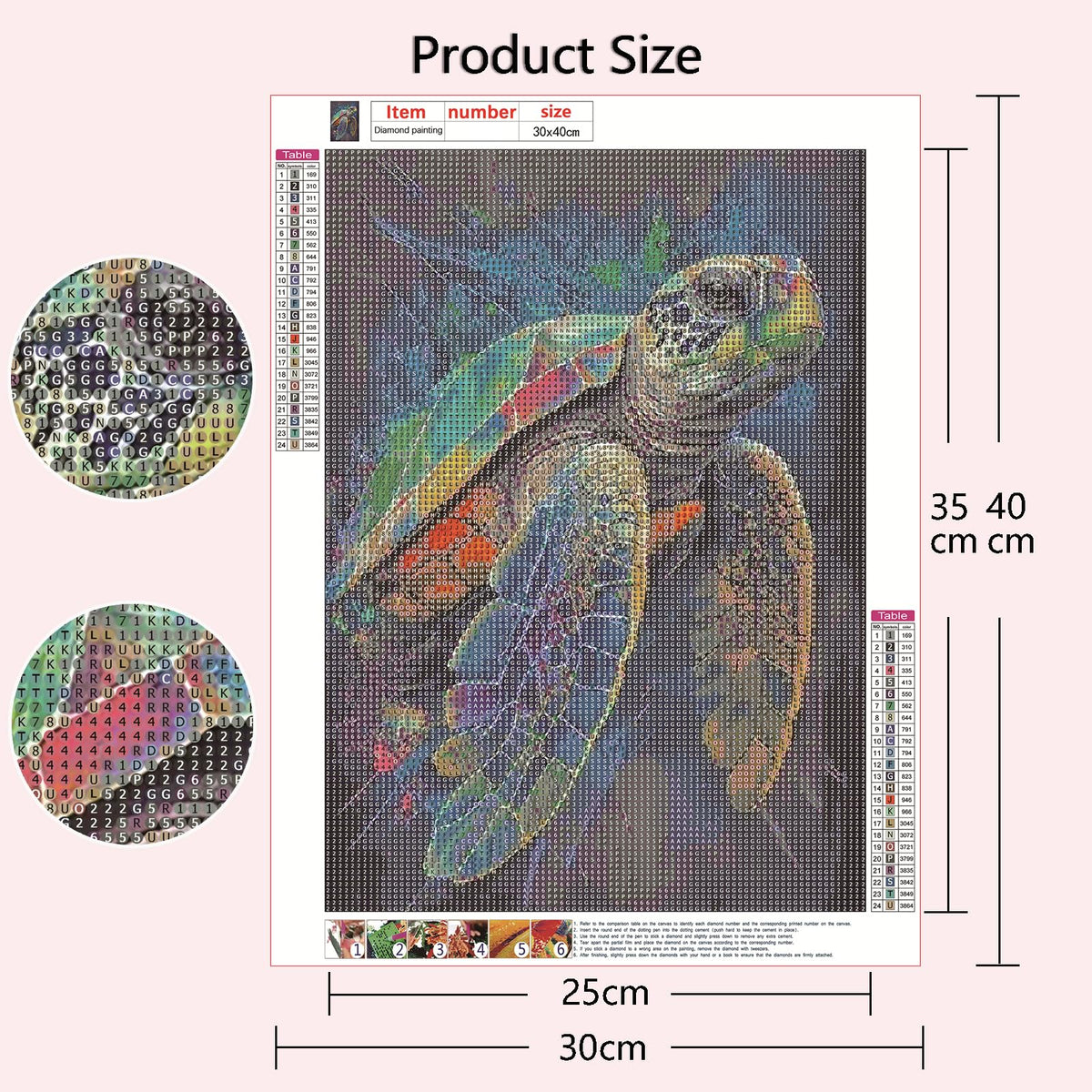 Muzagroo Art 5D Diamond Painting Kits for Adults, DIY Diamond Art Kits for Beginners, Turtle Diamond Dot Kits Gem Arts and Crafts for Living Room, Gem Painting Bedroom 4 PCS Wall Art - Sayby’s