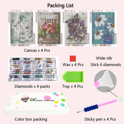 Muzagroo Art 5D Diamond Painting Kits for Adults, DIY Diamond Art Kits for Beginners, Turtle Diamond Dot Kits Gem Arts and Crafts for Living Room, Gem Painting Bedroom 4 PCS Wall Art - Sayby’s