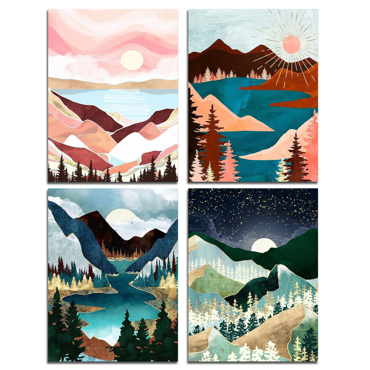 Muzagroo Art 5D Diamond Painting Kits for Adults, DIY Diamond Art Kits for Beginners, Turtle Diamond Dot Kits Gem Arts and Crafts for Living Room, Gem Painting Bedroom 4 PCS Wall Art - Sayby’s